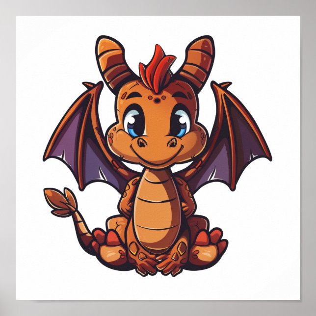 Cartoon dragon illustration poster (Front)