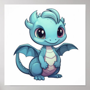 Cartoon dragon illustration poster