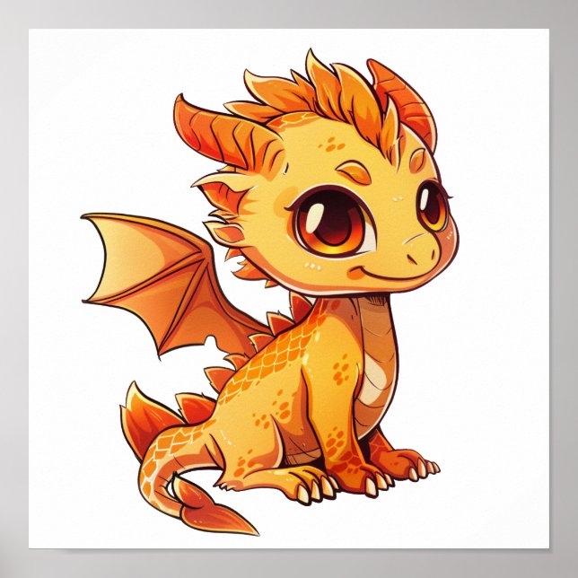 Cartoon dragon illustration poster (Front)