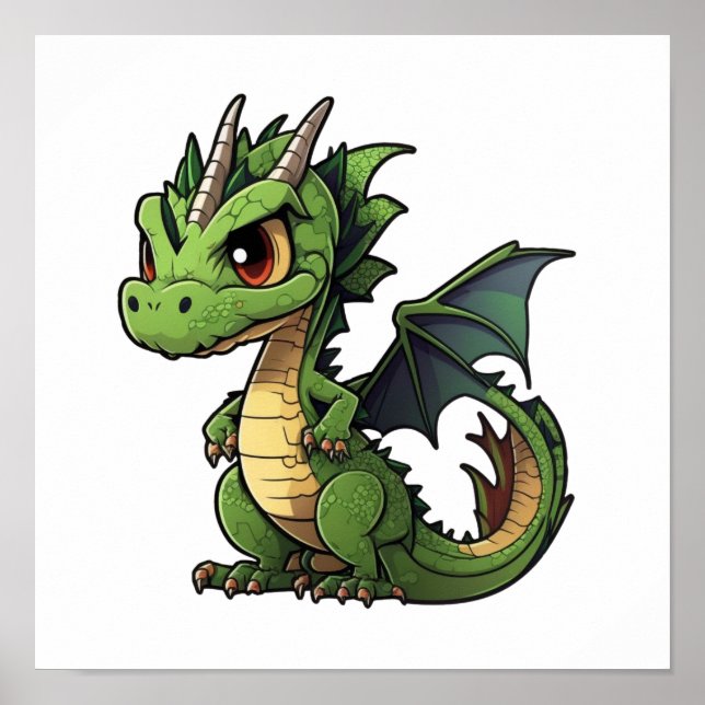 Cartoon dragon illustration poster (Front)