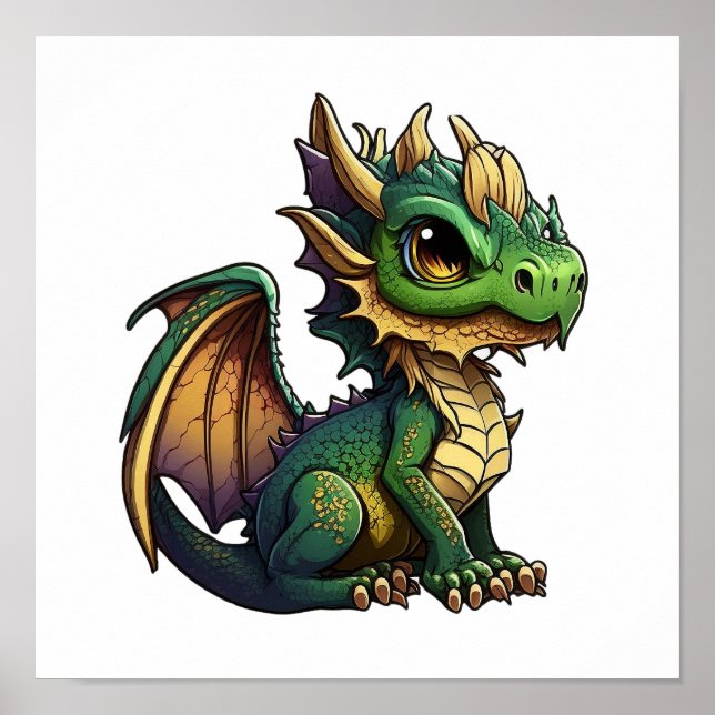 Cartoon dragon illustration poster (Front)