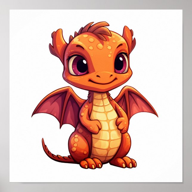 Cartoon dragon illustration poster (Front)