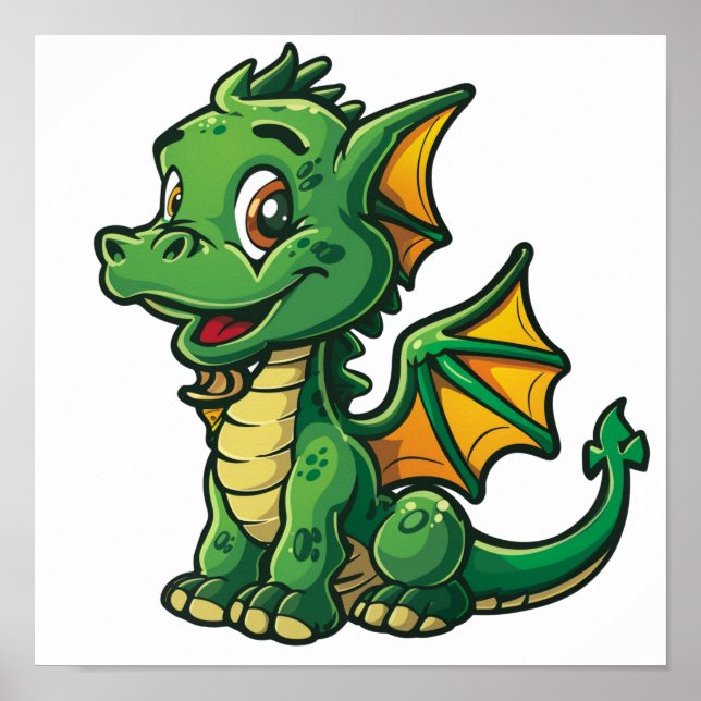 Cartoon dragon illustration poster (Front)