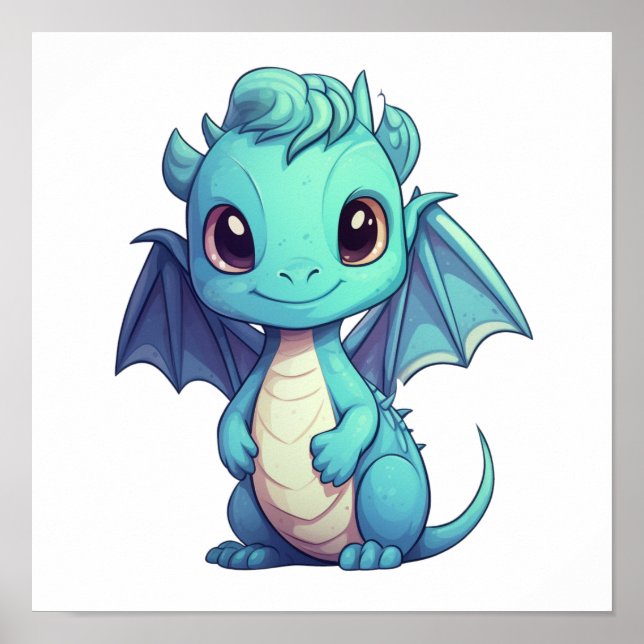 Cartoon dragon illustration poster (Front)