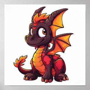 Cartoon dragon illustration poster