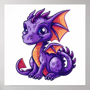 Cartoon dragon illustration poster