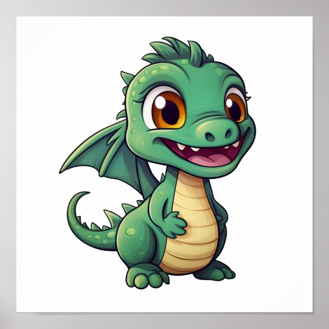 Cartoon dragon illustration poster (Front)