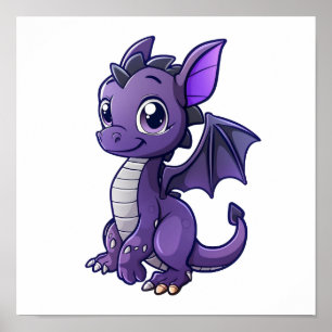 Cartoon dragon illustration poster