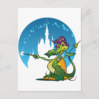 Cartoon Dragon Wizard Postcard