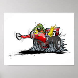 Cartoon dragster poster