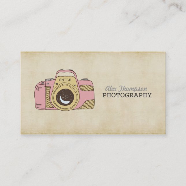 Cartoon DSLR Camera Photography Business Cards (Front)