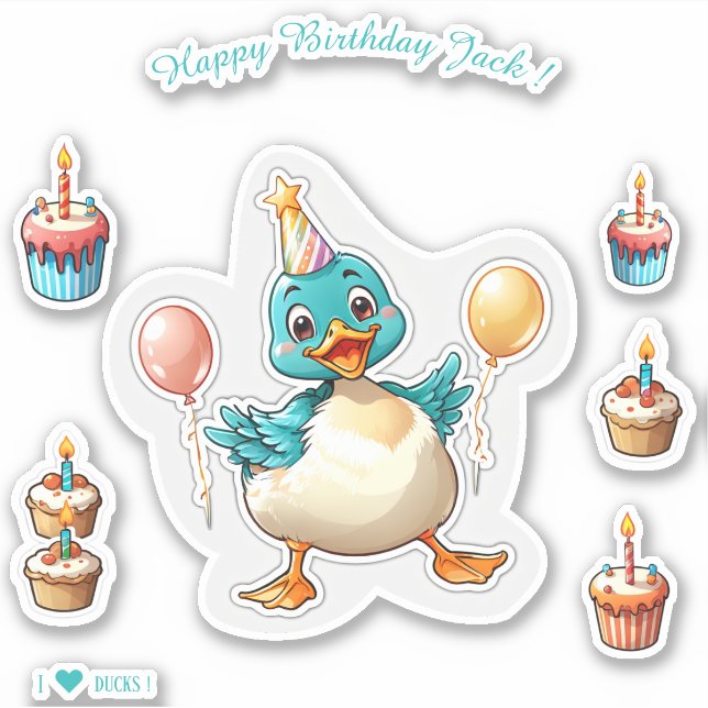 Cartoon Duck - Happy Birthday Personalised (Front)