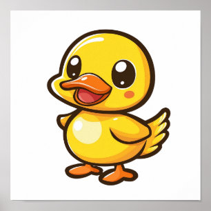 Cartoon duck illustration poster