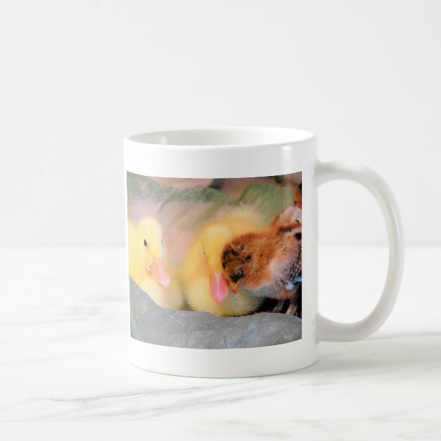 Cartoon ducks and chick coffee mug (Right)