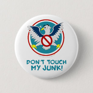 Cartoon Eagle Don't Touch My Junk Funny TSA Logo 6 Cm Round Badge