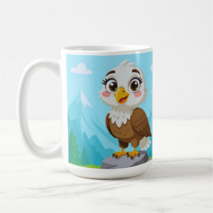 Cartoon Eagle on Rock – Cute Vector Character Coffee Mug