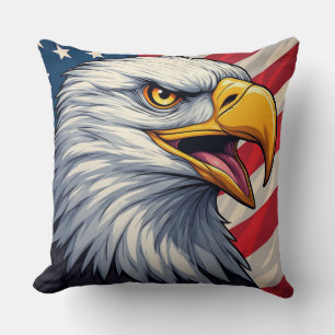 Cartoon Eagle with American Flag Patriotic Design Cushion