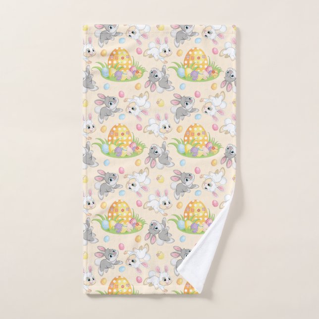 Cartoon Easter bunnies Hand Towel (Hand Towel)