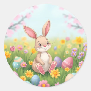 Cartoon Easter Bunny  Classic Round Sticker