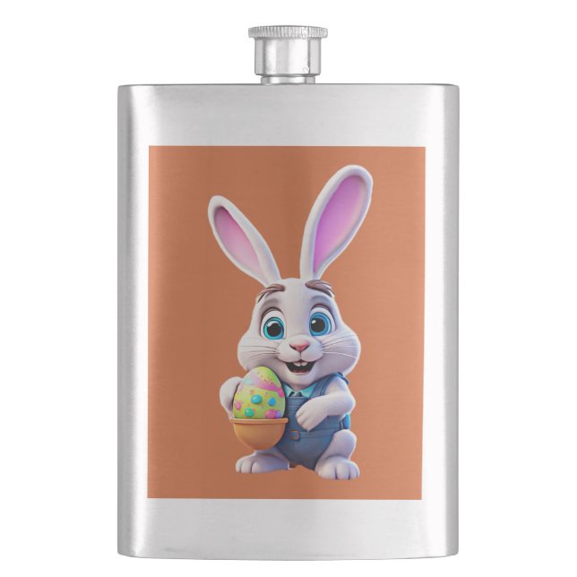 Cartoon Easter Bunny  Hip Flask (Front)
