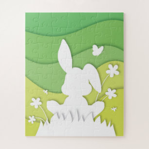 Cartoon easter bunny on grass jigsaw puzzle