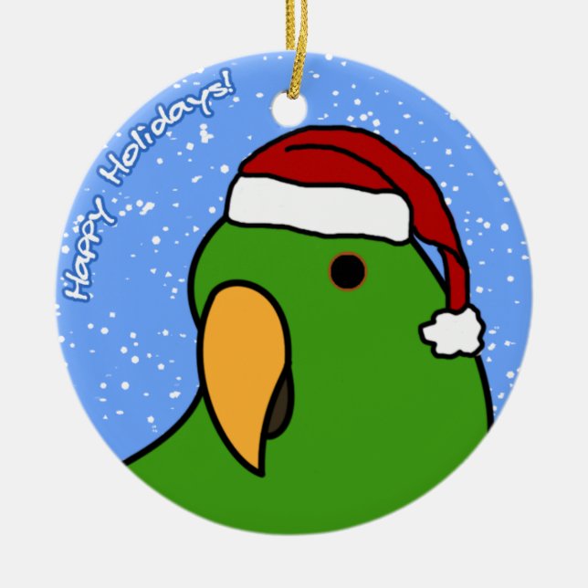 Cartoon Eclectus Christmas Ornament (Front)
