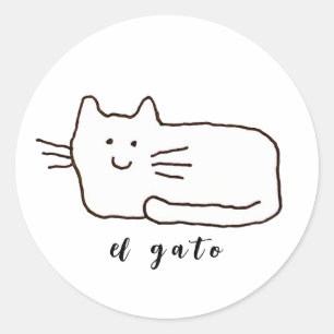 Cartoon El Gato Cat Doodle Line  Classic Round Sticker