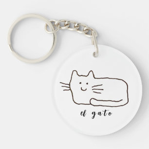 Cartoon El Gato Cat Doodle Line Key Ring