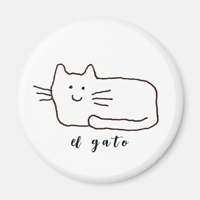 Cartoon El Gato Cat Doodle Line  Magnet (Front)