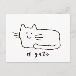 Cartoon El Gato Cat Doodle Line Postcard