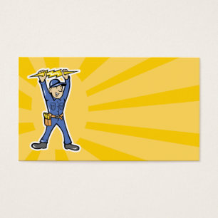 Cartoon Electrician holding electricity lightning