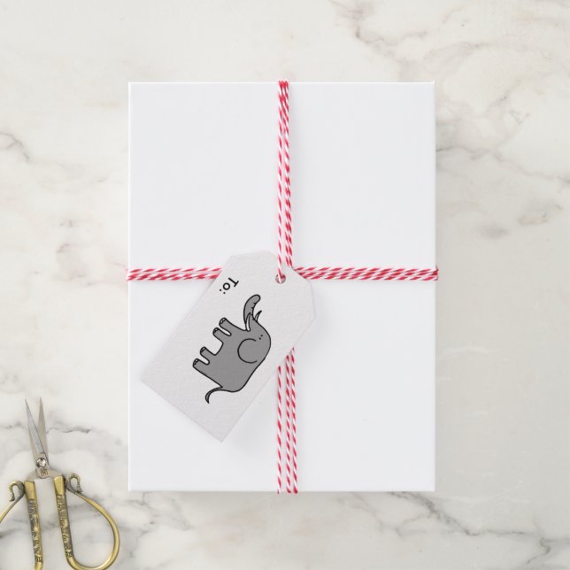 cartoon elephant gift tags (With Twine)