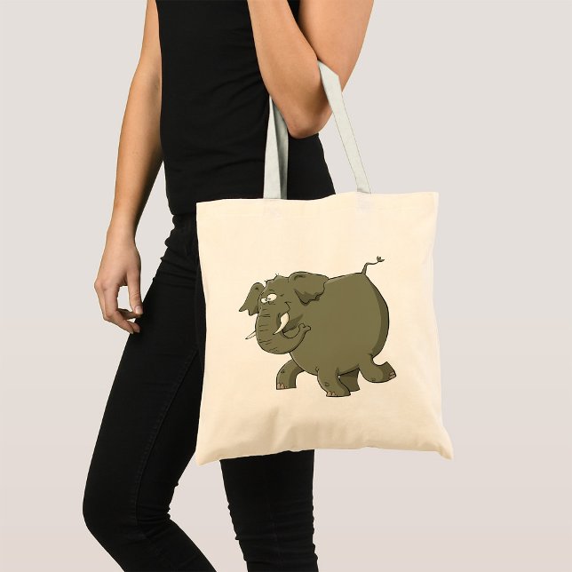 Cartoon Elephant Grey Animal Tote Bag (Creator Uploaded)