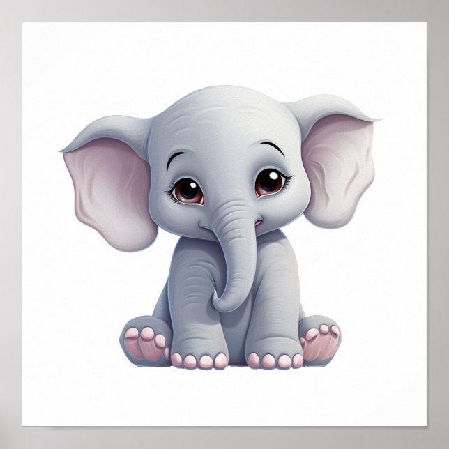 Cartoon elephant illustration poster (Front)