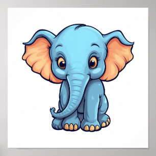 Cartoon elephant illustration poster