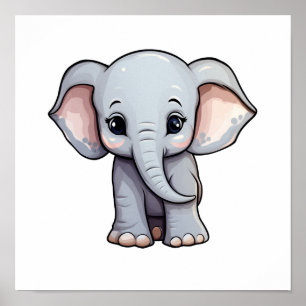 Cartoon elephant illustration poster