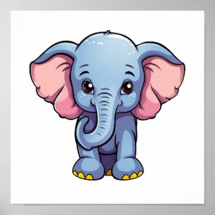 Cartoon elephant illustration poster