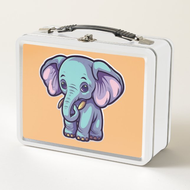 CARTOON ELEPHANT METAL LUNCH BOX (Front)