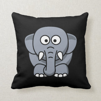 Cartoon Elephant on Black Cushion