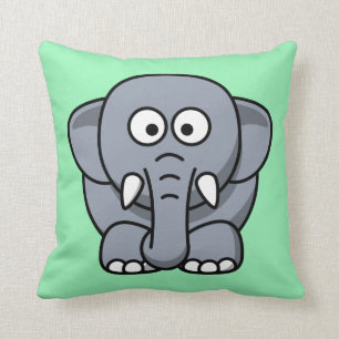 Cartoon Elephant on Mint Cushion