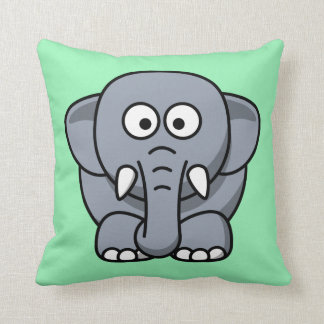 Cartoon Elephant on Mint Cushion