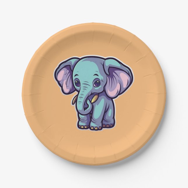CARTOON ELEPHANT PAPER PLATE (Front)