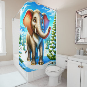 Cartoon Elephant Shower Curtain