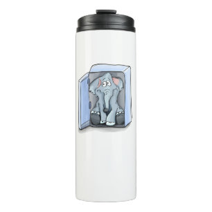 Cartoon elephant sitting inside a refrigerator thermal tumbler