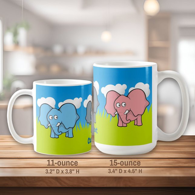 Cartoon Elephants Coffee Mug (Creator Uploaded)