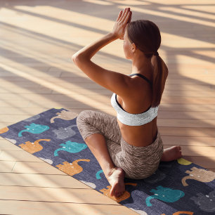 cartoon elephants yoga mat