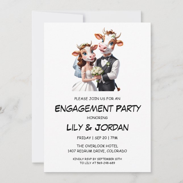 cartoon engagement invitations (Front)