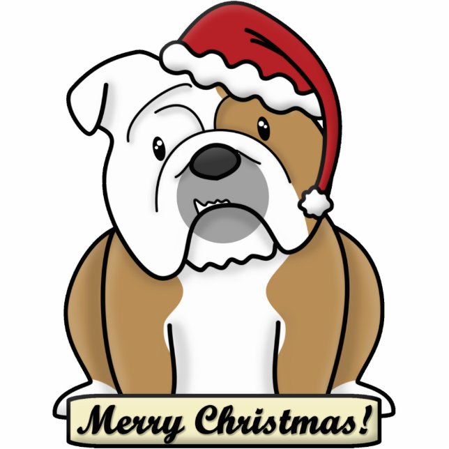 Cartoon English Bulldog Christmas Ornament Photo Sculpture Decoration (Front)