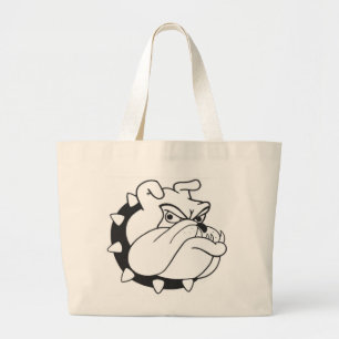 Cartoon English  Bulldog  Portrait  Canvas Totebag Large Tote Bag