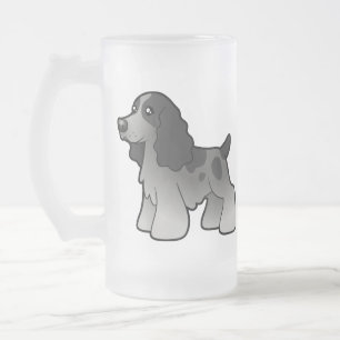 Cartoon English Cocker Spaniel Frosted Glass Beer Mug